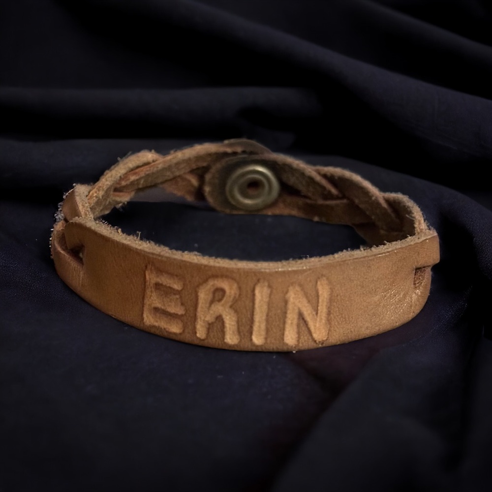 Vintage Erin name braided leather bracelet